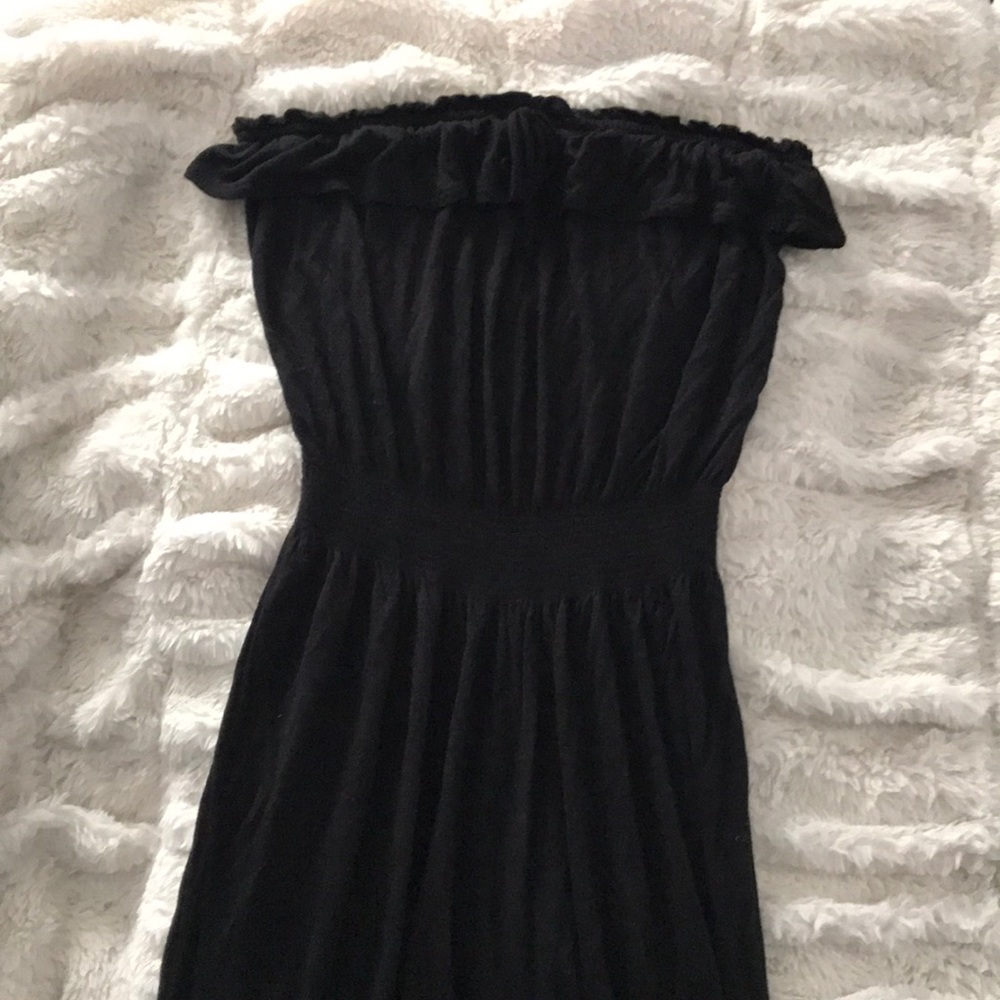 Flounce black maxi dress